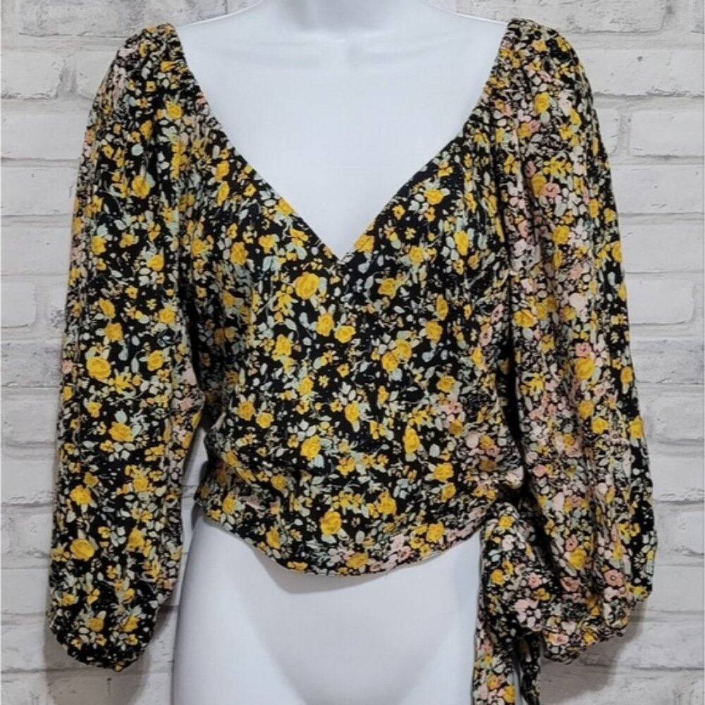 BCBGeneration Floral Wrap Blouse NWT